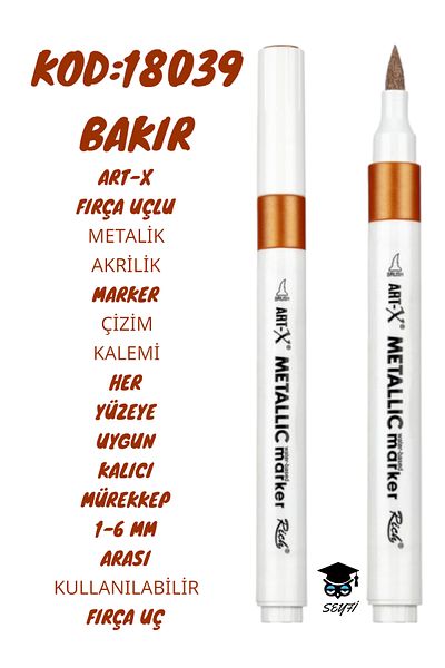 SEYFİKİRTASİYE قلم تحديد أكريليك معدني بطرف فرشاة 1-6 مم - حبر ستاير مناسب لجميع الأسطح