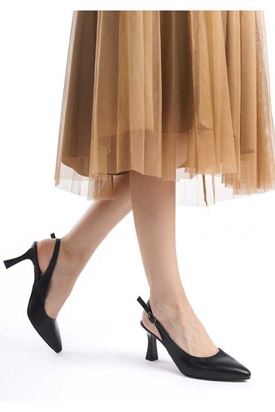 JVC High Stiletto Black Women's Open Back Shoes