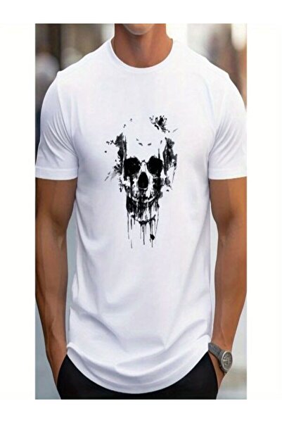 CLASSY.MODA Ανδρικό μπλουζάκι μονόπλευρο - Λευκό μπλουζάκι με κοντό μανίκι με λαιμόκοψη