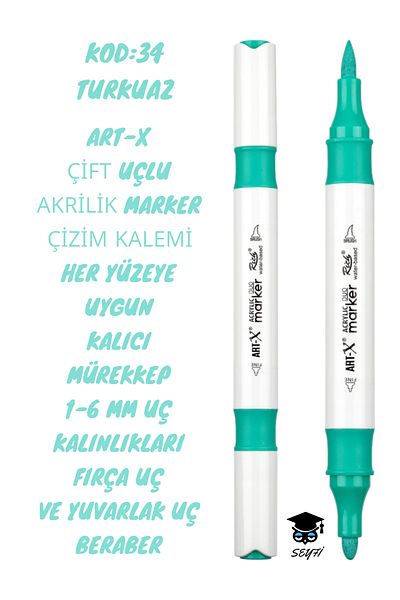 SEYFİKİRTASİYE ART-X Acrylic Marker Double Tips - All Surface Drawing Pen with 1-6 mm Tip Thickness
