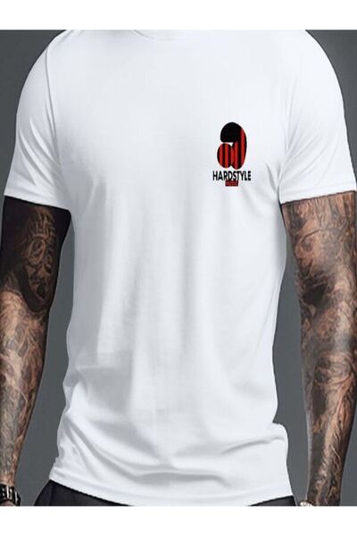 CLASSY.MODA Ανδρικό μπλουζάκι μονόπλευρο - Λευκό μπλουζάκι με κοντό μανίκι με λαιμόκοψη