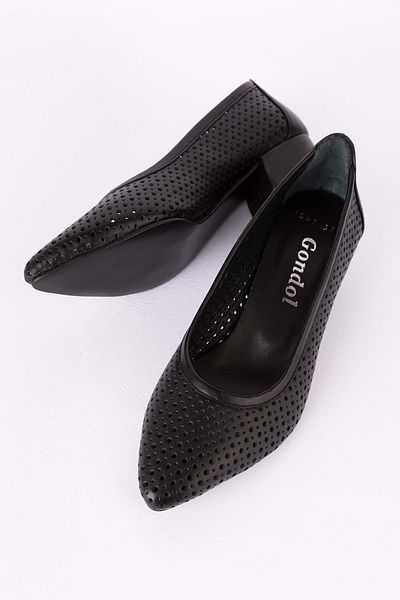 Gondol Genuine Leather Summer Perforated Classic Heeled Shoes Shn.1047
