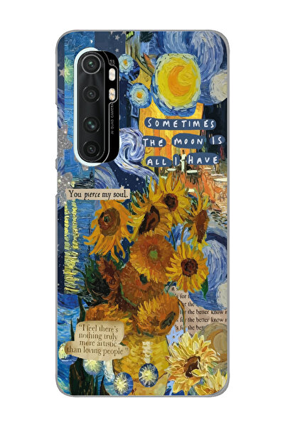 SUPER FRAME Xiaomi Mi Note 10 LITE Uyumlu Van Gogh Tasarımlı Şeffaf Telefon K...