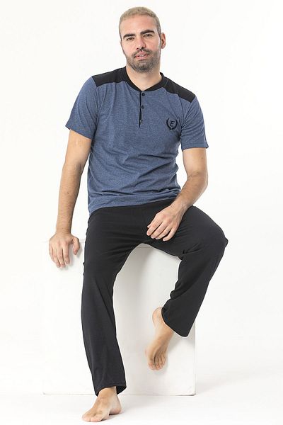 Sude HOMEWEAR Ανδρικό Σετ Πιτζάμες με κοντό μανίκι E-emblem