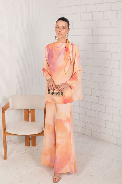Melike Tatar 32-2214 Model Peach Patterned Set