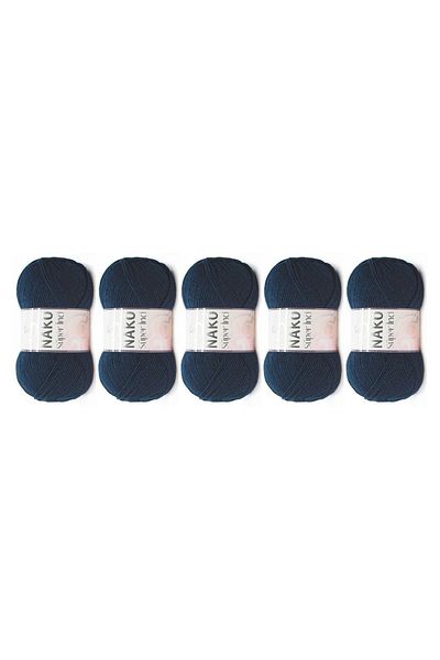 NAKO Νήματα πλεξίματος χειρός Navy Blue Super Pearl - 100 gr, 5 τεμάχια 3088