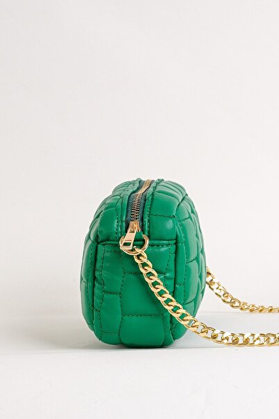 Çantacımstore Women's Chain Quilted Mini Crossbody Bag Green 3050