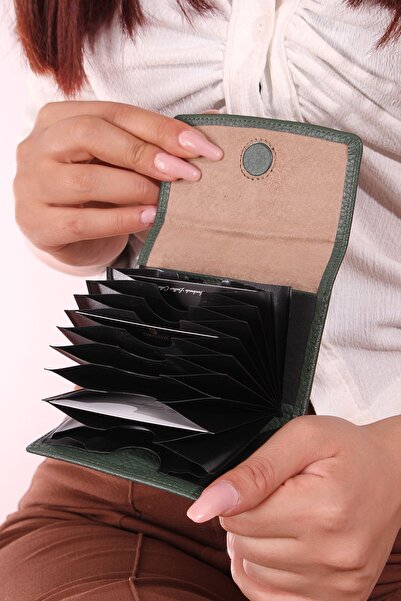 Grande Πορτοφόλι ακορντεόν 841 Unisex από γνήσιο δέρμα ΠΡΑΣΙΝΟ