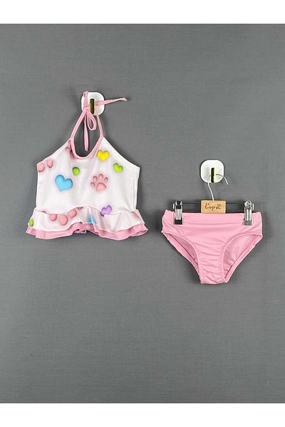 Elayza 2-Piece Girl's Swimsuit - Halter Neck, Ruffle Double Skirt
