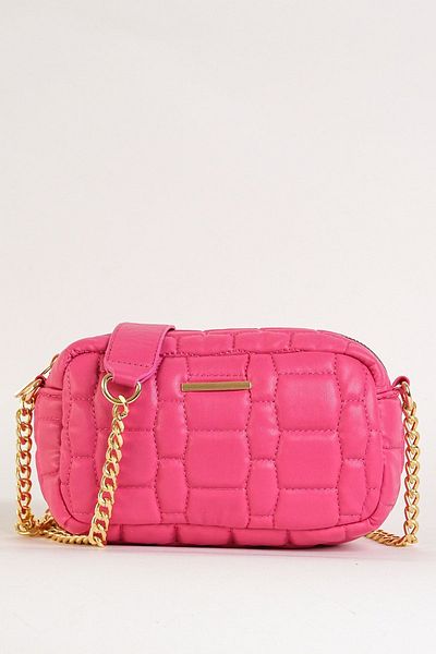 Çantacımstore Women's Chain Quilted Mini Crossbody Bag Pink 3050