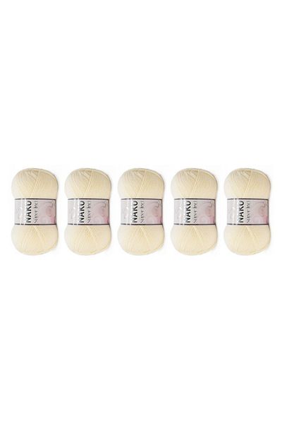 NAKO 256 Κρεμ Χρώμα Super Pearl Πλεκτό Νήμα - 100 gr, 5 Τεμάχια