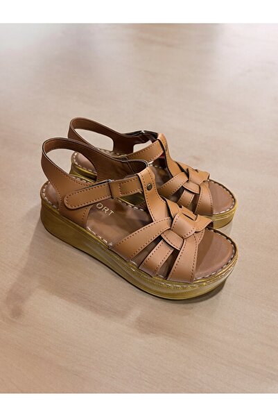Cozi company Γυναικεία δερμάτινα πέδιλα Orthopedic Wedge Heel