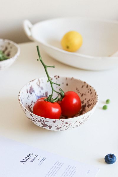 Beige & Stone Brown Ceramic Salad Bowl - Spotted Breakfast Soup Pouch 350 ml