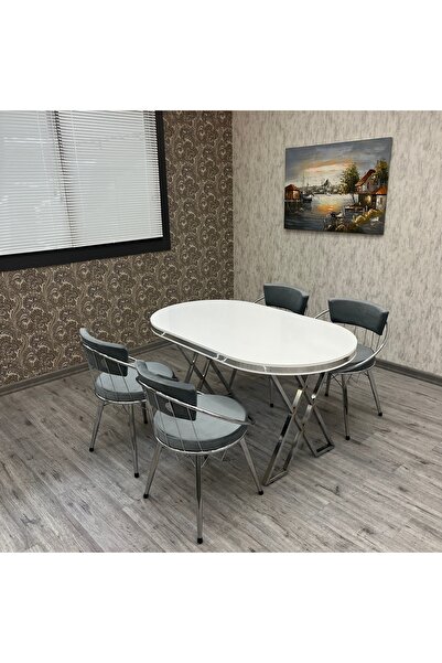 BY ORHAN GÜZEL Selenit Mutfak Yemek Masası Takımı- 4 Kişilik Mutfak Masa Sand...