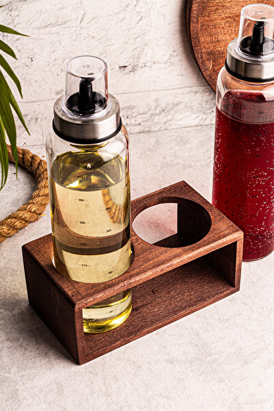 Snippy Oily - Set of 2 500 ml Borosilicate Olive Oil Liquid Oil Bottle with Wooden Stand Oil Pot