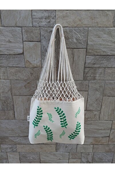 OBİDEV Yaprak Baskılı Uzun File Çanta