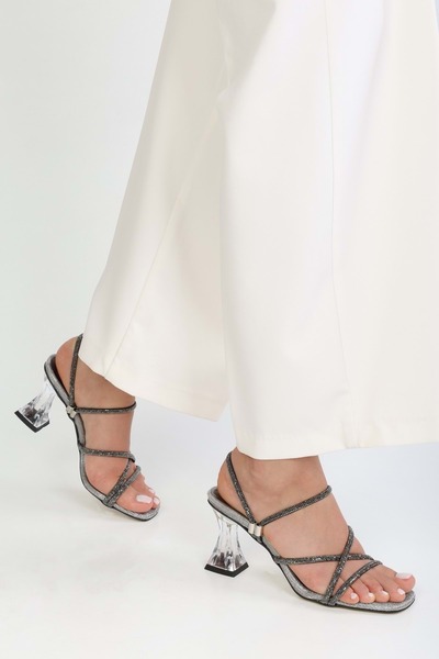 Shoeberry Platinum Women's Heeled Shoes - Iwes Siyama Stone