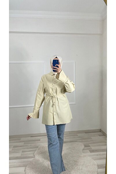 Taba Kolu Fırfırlı Gömlek