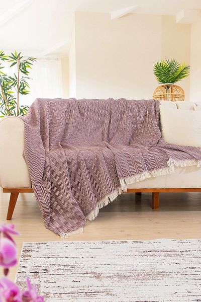 Tabu Home Woven Cozy Comfort Claret Red Sofa Cover