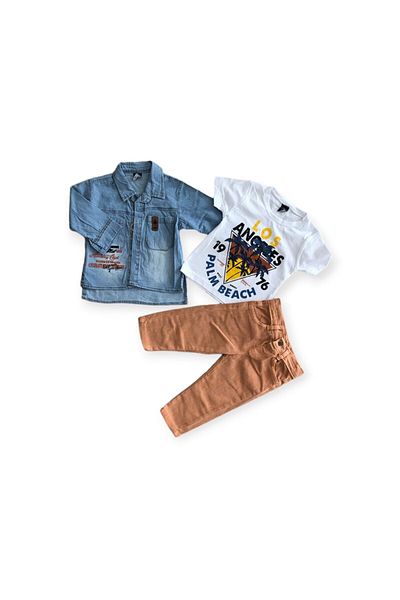 Canöz Kids Boy's Light Blue Jeans Shirt Suit