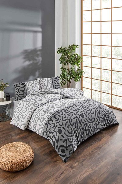Tabu Home Комплект еластичен чаршаф за единична завивка Doodle Black