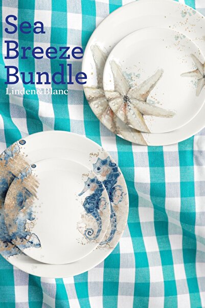 Linden Blanc Sea Breeze Bundle 8'li Melamin Tabak Seti