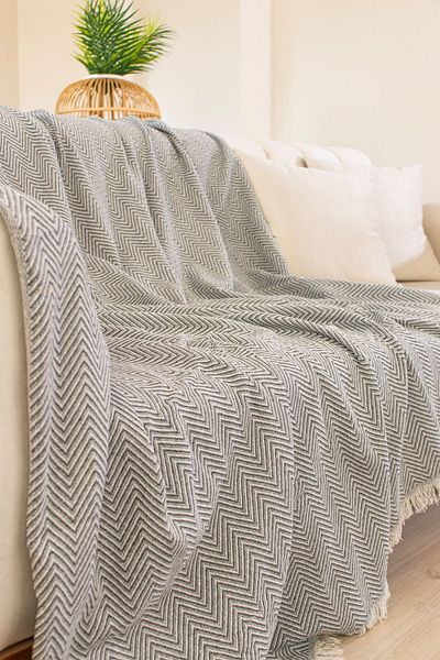 Tabu Home Woven Cozy Comfort Dark Gray Sofa Cover