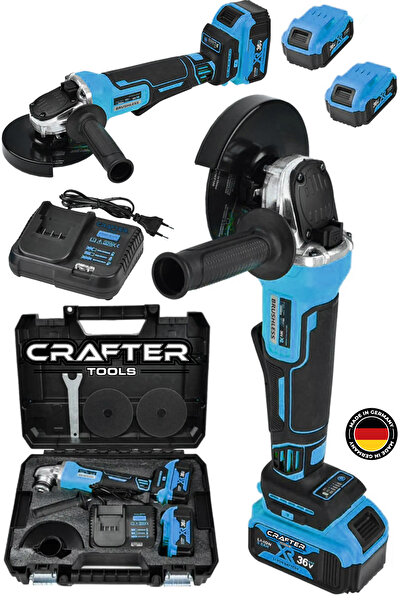 CRAFTERTOOLS Germany 36V 5Ah Profesyonel Kömürsüz Motor 125 MM Avuç İçi Şarjlı Taşlama Şarjlı Spiral