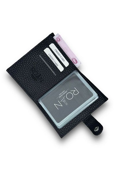 Roan 7 Colors, Minimal Card Holder&Wallet with Money Compartment,10 Transparent Card Compartments,Leather Men's Card Holder Wallet
