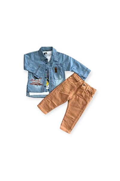 Canöz Kids Boy's Light Blue Jeans Shirt Suit
