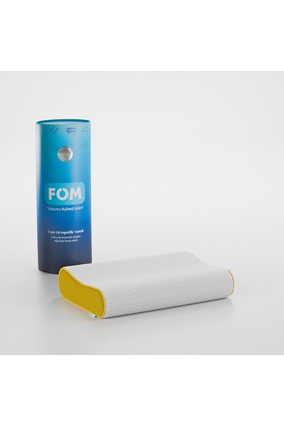 FOM Pernă de dormit ortopedică Mini Flex Visco pentru copii și călătorii - 50x30x11/9 Galben