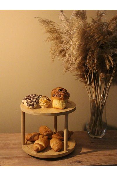 Paganca 2 Tiers Bamboo Round Rotating Serving Rack
