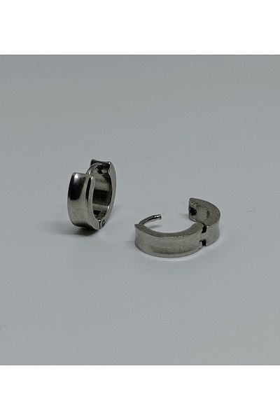 mama india alaçatı Unisex Women Men 316L Surgical Steel Inner Concave Cut Diameter 13 mm 2 Pieces Hoop Earrings No:55
