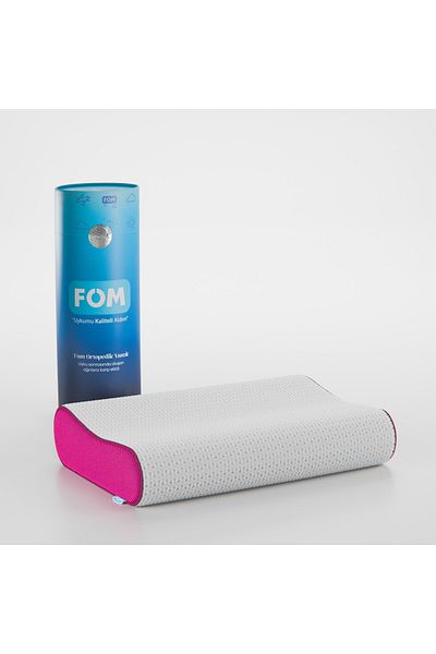 FOM Pernă de dormit complet Ortopedic Flex - Visco Confort, 60x40x14/11cm, fucsia