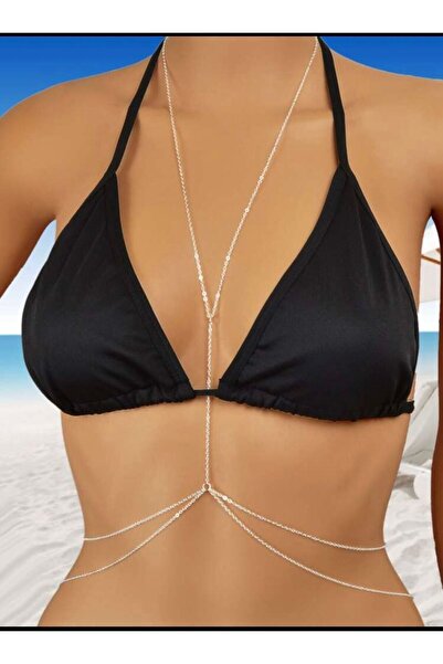 Arescollection Kararmaz kolyeli bel zincirli vucut aksesuarı