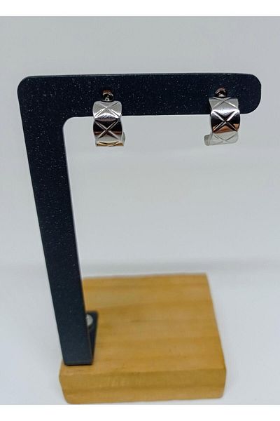 mama india alaçatı Unisex Women Men 316L Surgical Steel Needle Model Diameter 13 mm 2 Pieces Hoop Earrings No:86