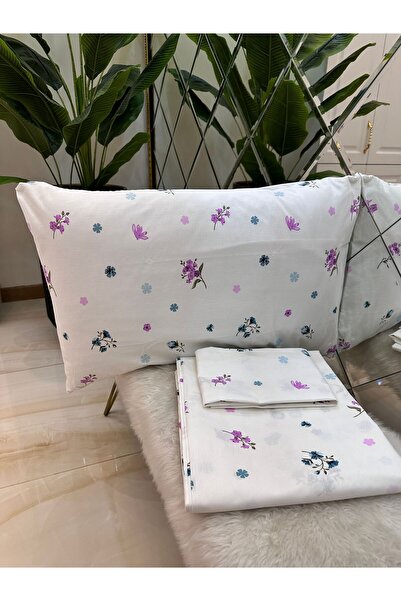 micoton Double Patterned Cotton 100% Elasticless Sheet and Pillow Set