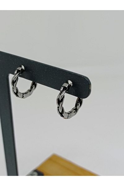mama india alaçatı Unisex Women Men 316L Surgical Steel Vintage Antique Gothic Design Diameter 17 mm 2 Pieces Hoop Earrings No:22