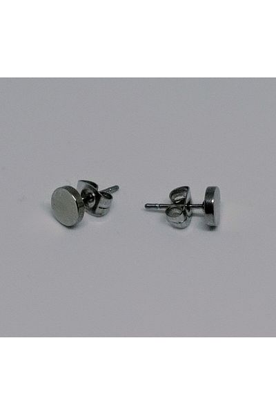 mama india alaçatı Unisex Women Men 316L Surgical Steel Round Model Diameter 6 mm 2 Pieces Nails Earrings No:14