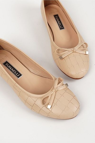 TUNAELLİ WOMEN'S BEIGE GENUINE NATURAL LEATHER NUMBER 35-41 -42 SHOES