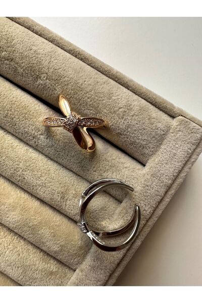 ringbox Gold Kurdele Model Zirkon Taşlı Ayarlanabilir Yüzük