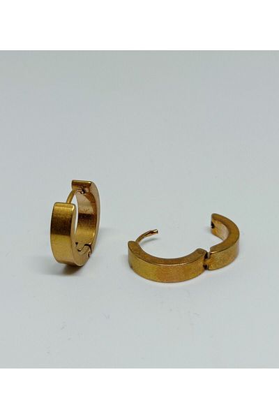 mama india alaçatı Unisex 316L Surgical Steel Rose Cornered Circle Model Diameter 16 mm 2 Pieces Hoop Earrings No:1