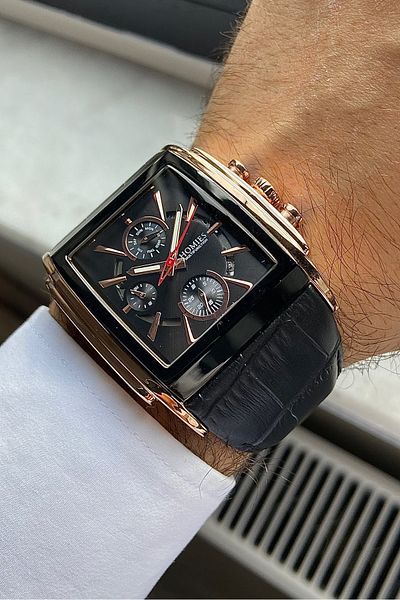 Homies Men's Wristwatch - Leather Cord, with Calendar and All Functions Work