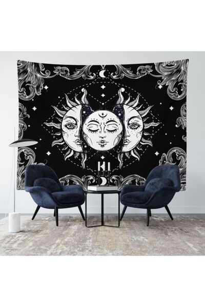 PASAJ HOME Siyah Güneş Ve Ay Duvar Örtüsü