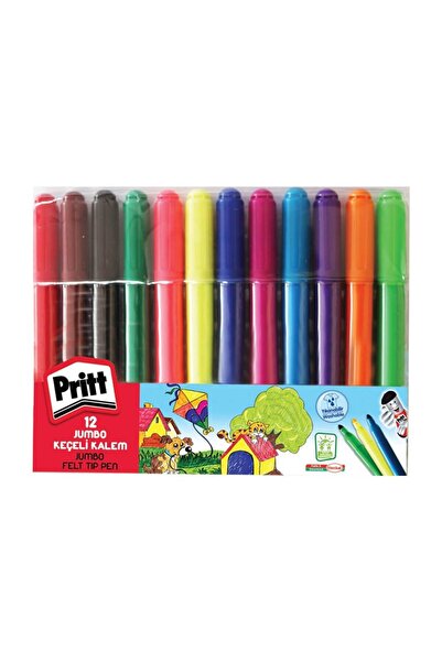 Pritt مجموعة أقلام لباد ذات رأس دائري جامبو مكونة من 12 لونًا