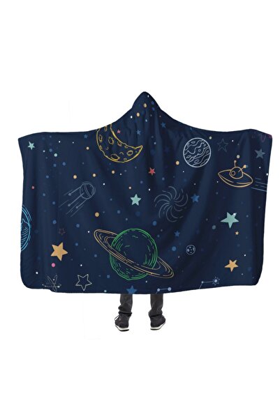PASAJ HOME Astronomik Semboller Kapşonlu Battaniye