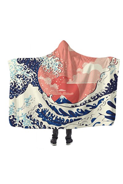 PASAJ HOME Colorful Great Wave Kapşonlu Battaniye