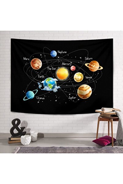 PASAJ HOME Siyah Zemin Gezegenler Duvar Örtüsü