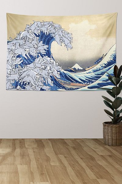 PASAJ HOME Cat Wave Wall Tapestry