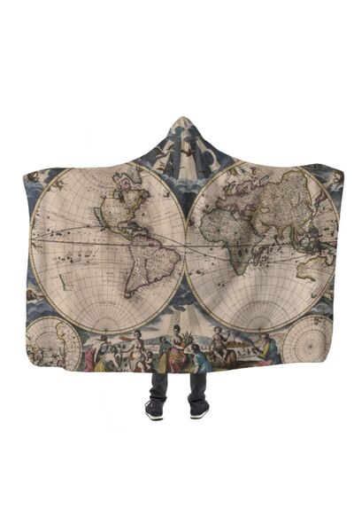 PASAJ HOME Antik Harita Serisi 11 Kapşonlu Battaniye